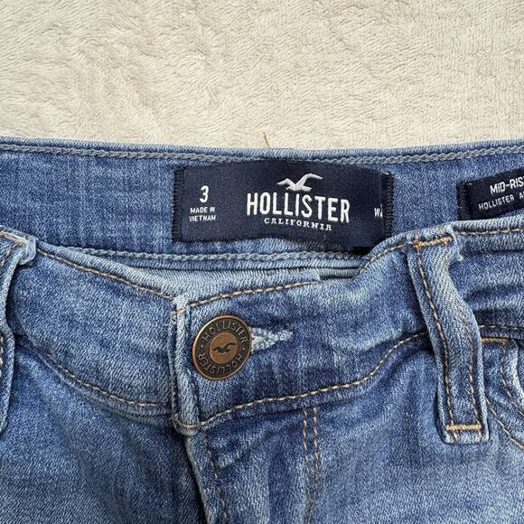 Hollister Shorts Womens Size 3 W26 Blue Mid Rise Shorts 3" Stretch Medium Wash - Picture 3 of 8